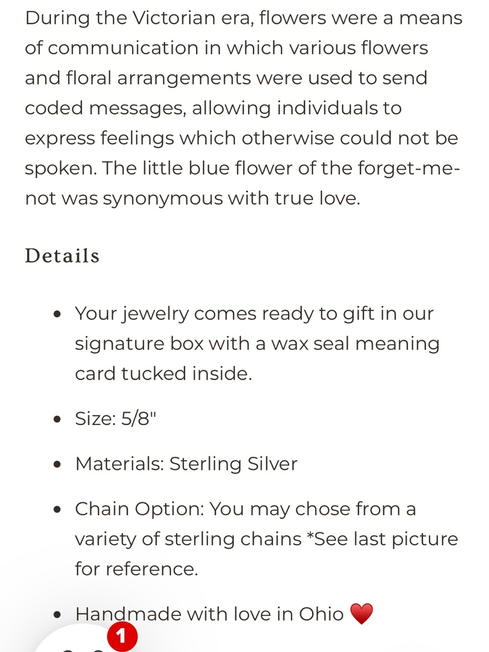'Forget Me Not' Sterling Pendant Necklace - Silver Floral Charm - Picture 11 of 13